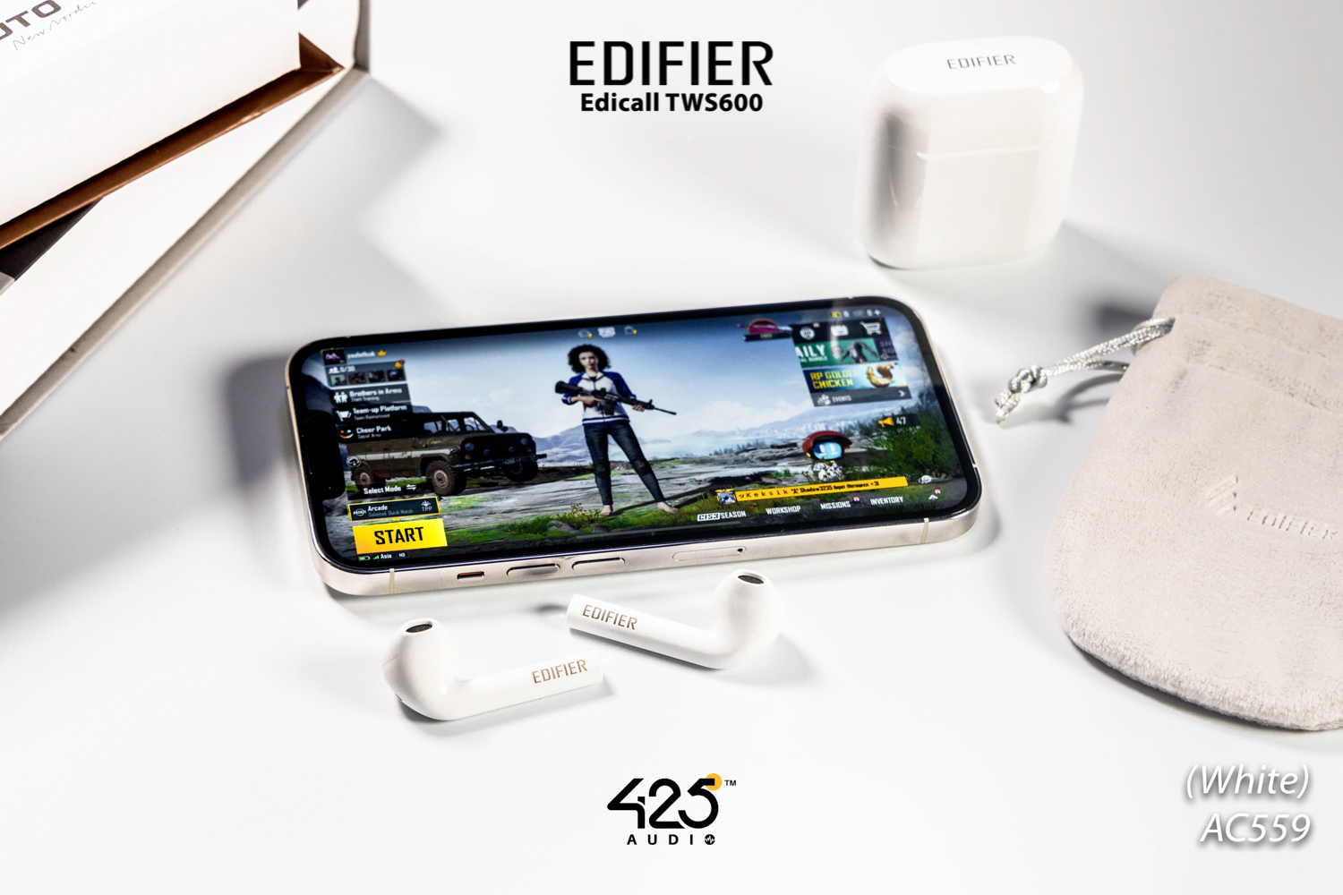 หูฟังไร้สาย true wireless ทรง earbud ไมค์โครโฟนคุยโทรศัพท์ พร้อมระบบตัดเสียงรบกวนคุณภาพสูง Elacoc Voxplus เสริมเสียงพูดด้วยเซนเซอร์ตรวจจับการพูด Bone conduction รองรับชุดคำสั่งเสียง LHDC ให้คุณภาพเสียงระดับ Hi-Res ไดร์เวอร์ไดนามิคขนาด 13 มม. เชื่อมต่อด้วย Bluetooth 5.0&nbsp; แบตเตอรี่สูงสุด 4+20 ชม. รวมสูงสุด 24 ชั่วโมง รองรับ Wireless Charging รองรับแอพพลิเคชัน Edifier Connect (iOS & Android)