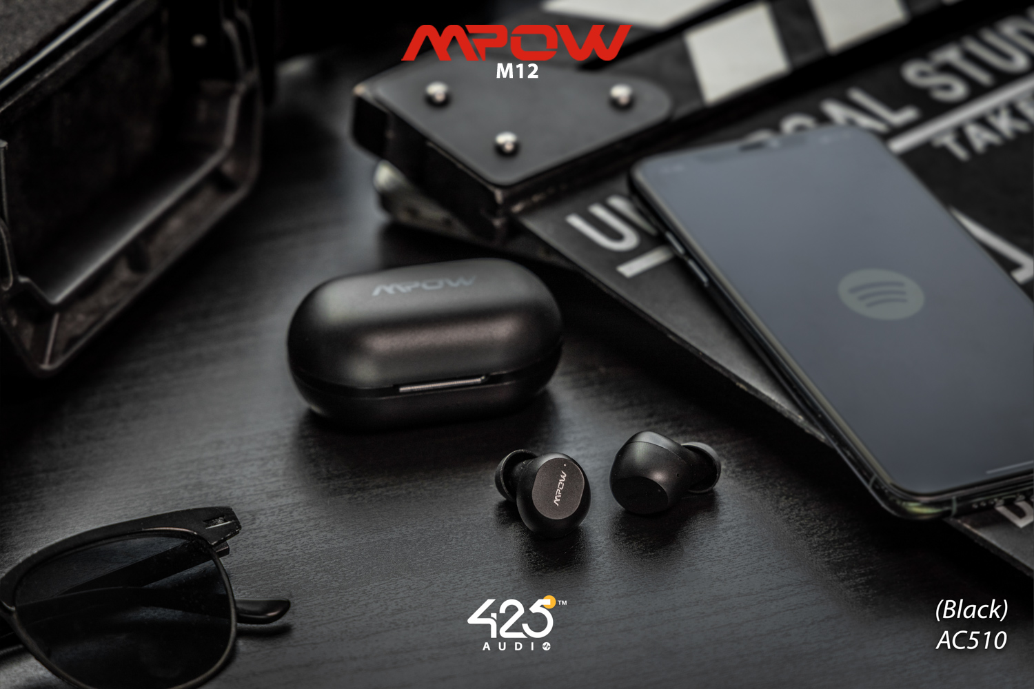 mpow m12,black,true wireless,ipx8,เสียงดี,เบสหนัก,รายละเอียดคมชัด,แบตอึด,หูฟังไร้สาย,หูฟังเสียงดี
