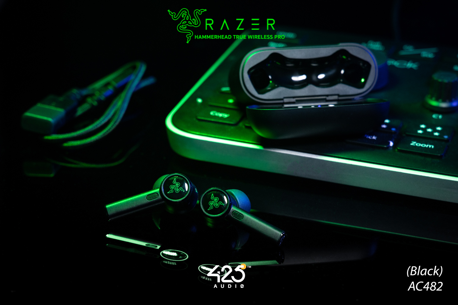 Razer Hammerhead True Wireless Pro,razer hammerhead pro,true wireless,gaming,หูฟังเล่นเกม,หูฟังเกมมิ่ง,in-ear,ดีเลย์น้อย,THX,หูฟังตัดเสียงรอบข้าง,active noise cancelling,ipx4,ไมค์ชัด