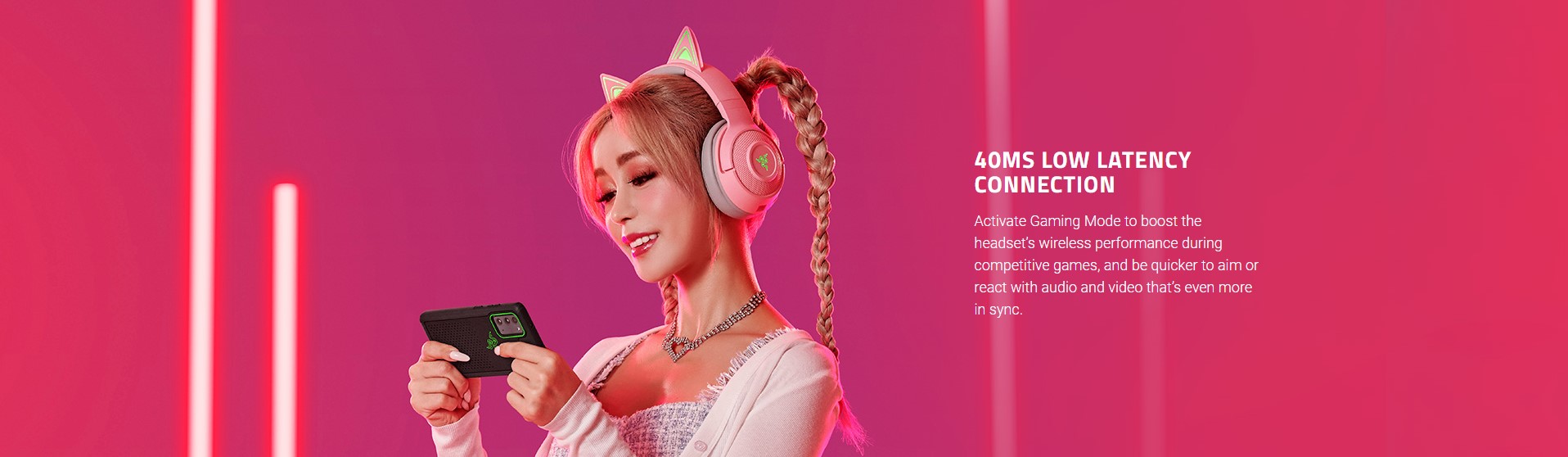 Razer Kraken BT Kitty Edition,Headset,หูฟังไร้สาย,หูฟังเสียงดี,headphones,หูฟังบลูทูธ,หูฟังครอบหู,หูฟังเกมมิ่ง