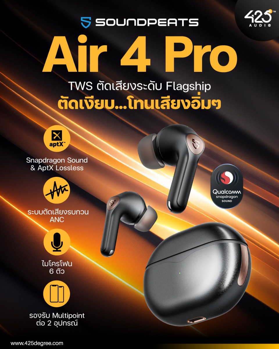 SoundPEATS Soundpeats Air4 Pro In-ear aptX Lossless Wireless Earbuds -  White 2024, Buy SoundPEATS Online
