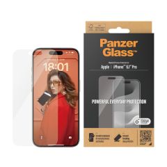 PanzerGlass Classic Fit - ฟิล์มกระจกไม่เต็มจอแบบใส iPhone 15 Pro