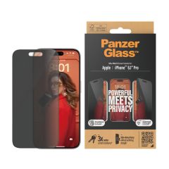 PanzerGlass Ultra Wide Fit Privacy with Applicator - ฟิล์มกระจกเต็มจอแบบ Privacy iPhone 15 Pro