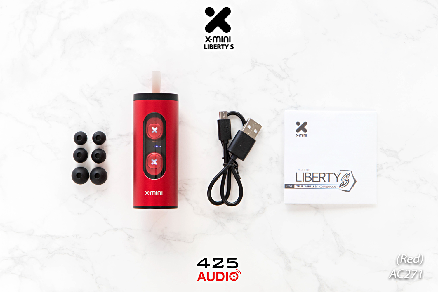 x-mini,liberty S,true wireless,bluetooth 5.0,ipx4,red,iron man,dynamic,graphene,mono mode,small,compact,light,battery life,comfortable