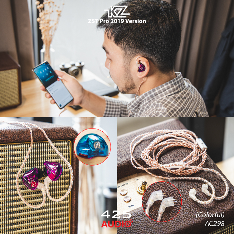 kz,zst pro 2019 version,in-ear,monitor,hybrid driver,2 pin,มีไมโครโฟน,ถอดสายอัพเกรดได้