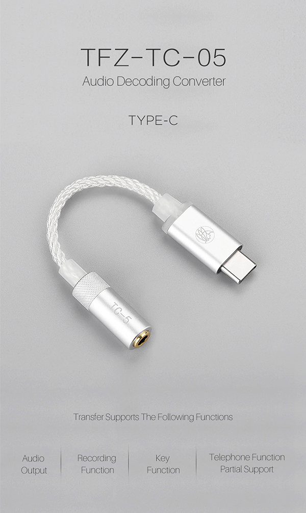 TFZ TC-5 USB-C to 3.5mm. Adaptor,tfz usb-c,tfz adaptor,usb-c adaptor,type-c adaptor,หางหนู3.5,ตัวแปลงหูฟัง 3.5,หางหนู typec