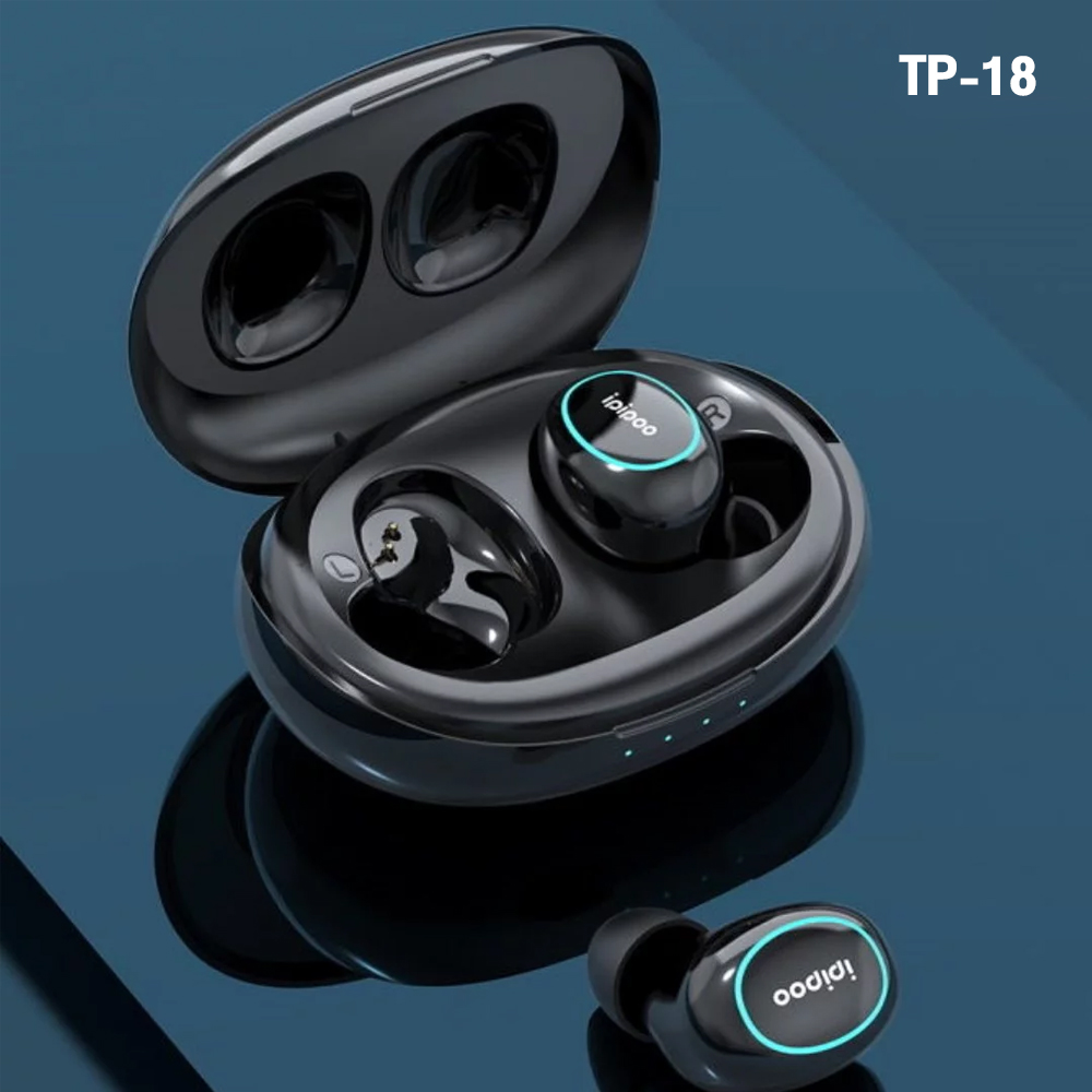 ipipoo tp-18,หูฟัง true wireless,กันละอองนํ้า ipx4,in-ear,ระบบสัมผัส,ขนาดเล็ก,พกพาง่าย,สวมใส่สบาย,สีดำ,หูฟังไร้สาย