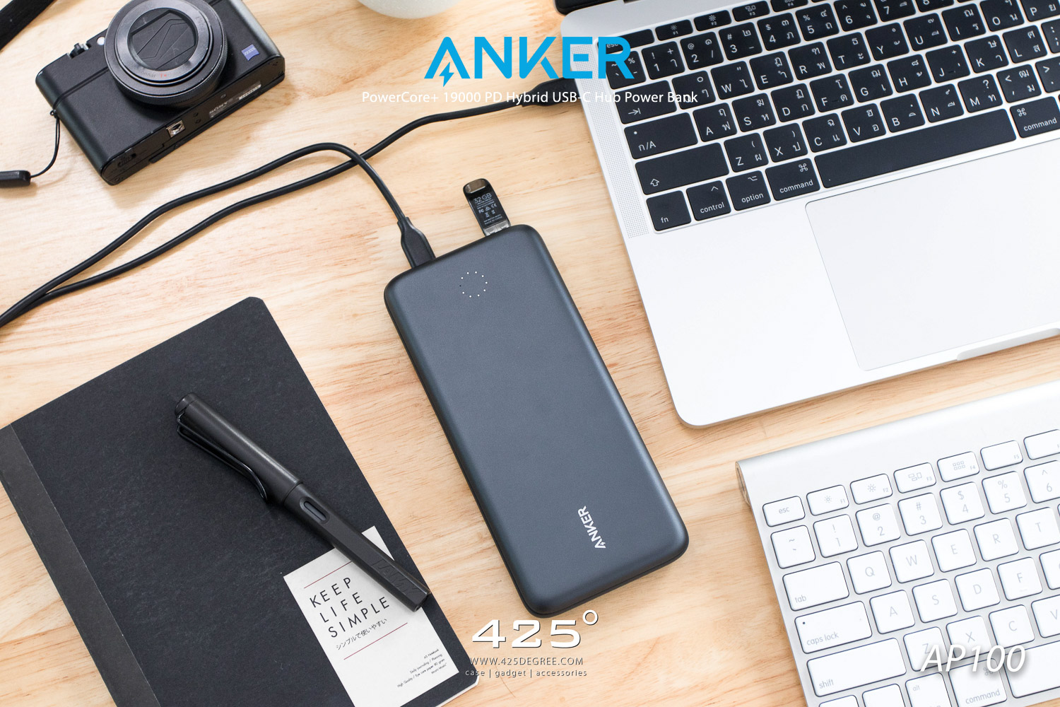 Anker PowerCore+ 19000 PD Hybrid Portable Charger USB-C Hub Power Bank  (19000 mAh, PD27W, PIQ2.0, PIQ1.0